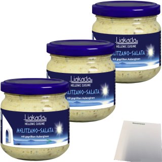 Liakada Melitzano-Salata mit gegrillten Auberginen creme 3er Pack (3x170g Glas) + usy Block