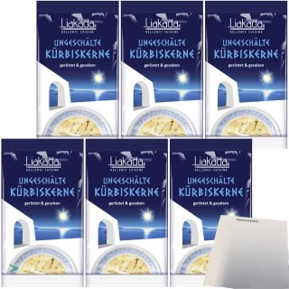 Liakada Kürbiskerne Geröstet & Gesalzen Ungeschält 6er Pack (6x100g Beutel) + usy Block