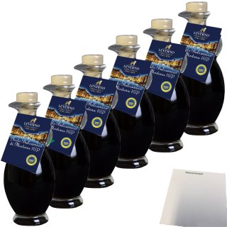 Leverno Aceto Balsamico Di Modena  mit fruchtiger Süße 6er Pack (6x250ml Flasche) + usy Block