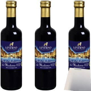 Leverno Aceto Balsamico Di Modena 25% 3er Pack (3x500ml Flasche) + usy Block