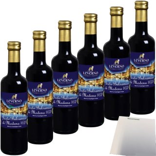 Leverno Aceto Balsamico Di Modena 25% 6er Pack (6x500ml Flasche) + usy Block