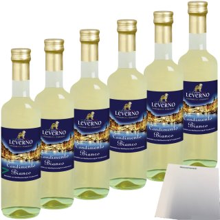 Leverno Condimento Bianco heller Balsamicoessig 6er Pack (6x500ml Flasche) + usy Block