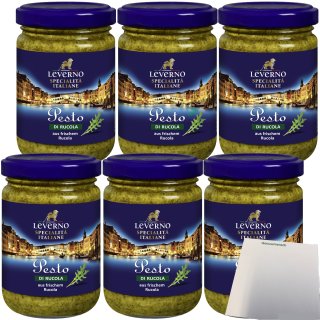 Leverno Pesto Di Rucola aud frischem Rucola 6er Pack (6x140g Glas) + usy Block