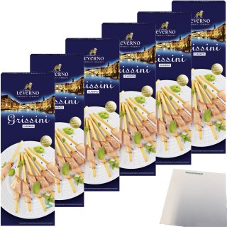 Leverno Grissini Classico Italienische Gebäckstangen 6er Pack (6x125g Packung) + usy Block