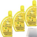 Leverno Succo Di Limone Zitronensaft mit Zitronenöl 3er Pack (3x125ml Flasche) + usy Block