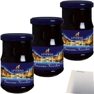 Leverno Amarena-Kirschen entsteint 3er Pack (3x140g Glas) + usy Block