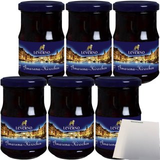 Leverno Amarena-Kirschen entsteint 6er Pack (6x140g Glas) + usy Block