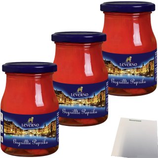 Leverno gegrillte Paprika 3er Pack (3x340g Glas) + usy Block