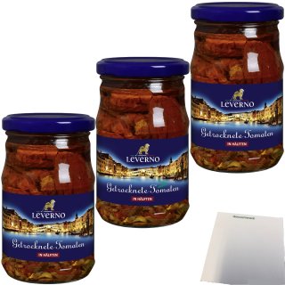 Leverno Getrocknete Tomaten in Hälften in Öl 3er Pack (3x280g Glas) + usy Block