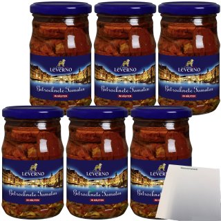 Leverno Getrocknete Tomaten in Hälften in Öl 6er Pack (6x280g Glas) + usy Block