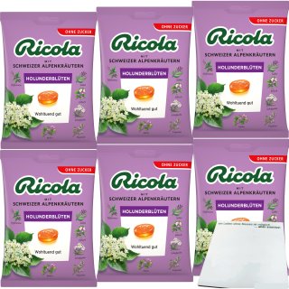 Ricola Holunder-Blüten Bonbon ohne Zucker 6er Pack (6x75g Packung) + usy Block