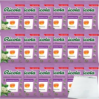 Ricola Holunder-Blüten Bonbon ohne Zucker VPE (18x75g Packung) + usy Block