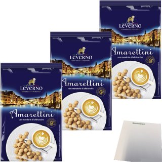 Leverno Amarettini italienische Makronen 3er Pack (3x250g Packung) + usy Block