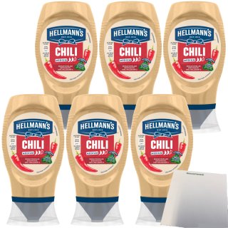 Hellmanns Chili Sauce für Pommes & Burger 6er Pack (6x250ml Flasche) + usy Block
