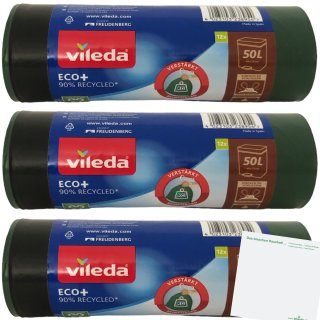 Vileda Müllbeutel Eco+ 50 Liter 3er Pack (3x12 Beutel) + usy Block