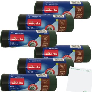 Vileda Müllbeutel Eco+ 50 Liter 6er Pack (6x12 Beutel) + usy Block
