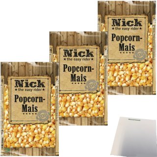Nick Popcorn-Mais 3er Pack (3x500g Packung) + usy Block