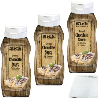 Nick Sweet Chocolate Sauce 3er Pack (3x250g Flasche) + usy Block