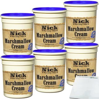 Nick Marshmallow Cream Vanillegeschmack 6er Pack (6x180g Packung) + usy Block