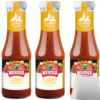 Werder Curry Ketchup Delikat 3er Pack (3x250ml Flasche) + usy Block