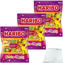 Haribo Kinder-Party Mini Beutel Fruchtgummi teilweise mit Schaumzucker und Cola-Geschmack 3er Pack (3x250g Packung) + usy Block