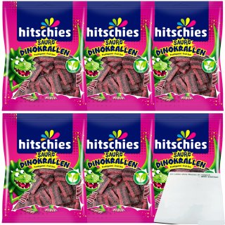 hietschies Saure Dinokrallen saures Fruchtgummi mit Cassis-Vanille-Geschmack 6er Pack (6x125g Packung) + usy Block