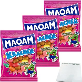 Maoam Kracher mit prickelnder Brausefüllung 3er Pack (3x200g Packung) + usy Block