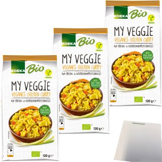 Edeka Bio Chicken Curry Veganes Fertiggericht 3er Pack (3x120g Packung) + usy Block