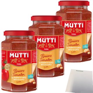 Mutti Pasta Sauce mit Parmigiano Reggiano 3er Pack (3x400g Glas) + usy Block