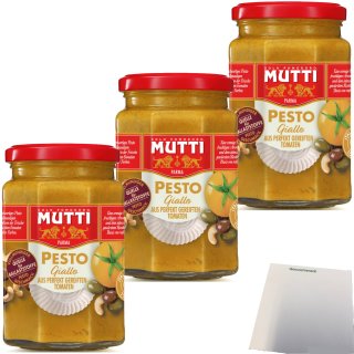 Mutti Pesto Giallo con Olive Tomatenpesto 3er Pack (3x180g Glas) + usy Block