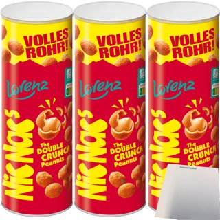 Lorenz NicNacs Volles Rohr Erdnüsse in knuspriger Teighülle double Crunch 3er Pack (3x333g Dose) + usy Block