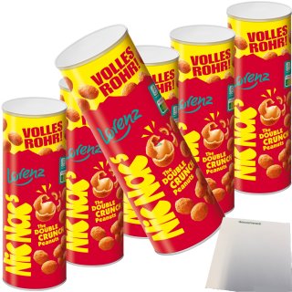 Lorenz NicNacs Volles Rohr Erdnüsse in knuspriger Teighülle double Crunch 6er Pack (6x333g Dose) + usy Block