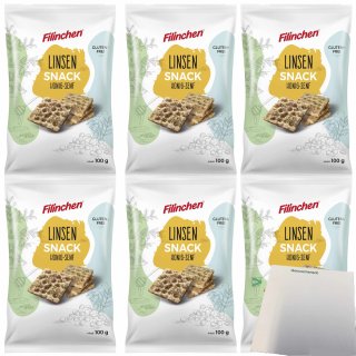 Filinchen Erbsen-Snack Honig Senf Cracker 6er Pack (6x100g Packung) + usy Block