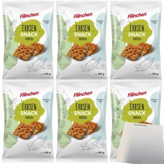 Filinchen Erbsen-Snack Cracker Paprika 6er Pack (6x100g Packung) + usy Block
