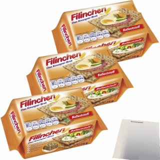 Filinchen das Knusperbrot Ballaststoff 3er Pack (3x75g Packung) + usy Block