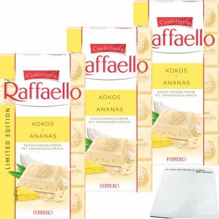 Raffaello weiße Schokolade Kokos und Ananas 3er Pack (3x90g Tafel) + usy Block