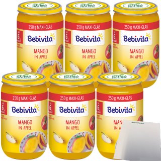Bebivita Mango in Apfel ab 6. Monat (6x250g Glas) + usy Block
