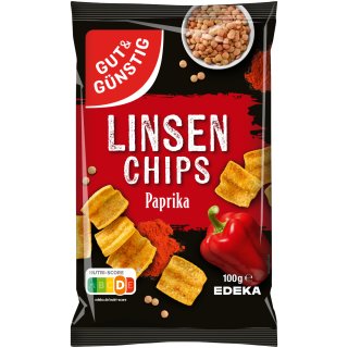 Gut&Günstig Linsenchips Paprika (100g Packung)