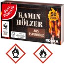 Gut&Günstig Grill-Kaminhölzer aus Espenholz ca.10 cm lang VPE (12x50 Stck. Packung) + usy Block