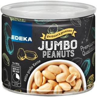 Edeka Jumbo Peanuts Erdnusskerne geröstet und gesalzen (200g Dose)