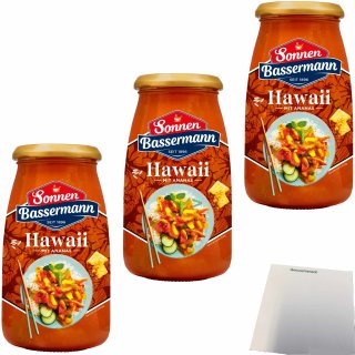 Sonnen Bassermann Sauce Hawaii mit Ananas 3er Pack (3x515g Glas) + usy Block