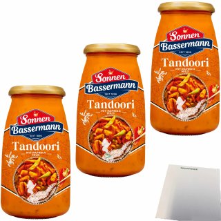 Sonnen Bassermann Tandoori Sauce mit Paprika 3er Pack (3x520g Glas) + usy Block