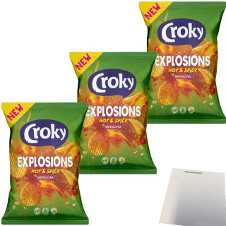 Croky Explosions Hot & Spicy Sriracha 3er Pack (3x150g Tüte) + usy Block
