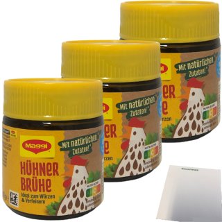 Maggi Instant Hühner-Brühe zum Würzen und verfeinern 3er Pack (3x92g Glas) + usy Block