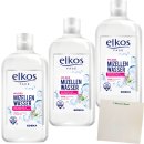Elkos mildes Mizellen Wasser ohne Alkohol & Parfum 3er Pack (3x400ml) + usy Block