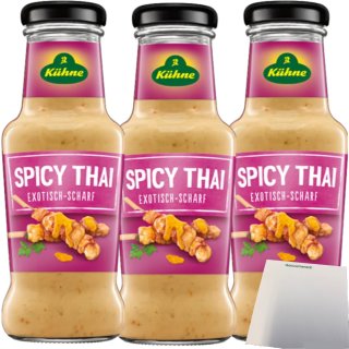 Kühne Spicy Thai Sauce exotisch-scharf 3er Pack (3x250ml Flasche) + usy Block