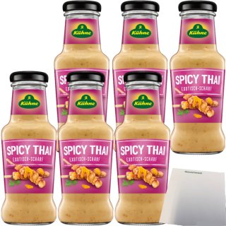 Kühne Spicy Thai Sauce exotisch-scharf 6er Pack (6x250ml Flasche) + usy Block
