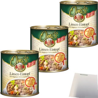 Omi´s Linsen Eintopf mit magerem Schweinefleisch 3er Pack (3x800g Dose) + usy Block