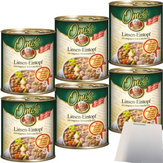 Omi´s Linsen Eintopf mit magerem Schweinefleisch 6er Pack (6x800g Dose) + usy Block