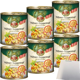 Omi´s Hühner-Suppentopf mit Muschelnudeln 6er Pack (6x800g Dose) + usy Block